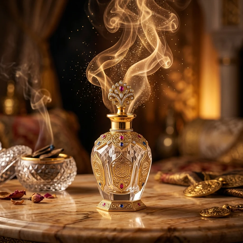 Evaporating luxury fragrance flacon